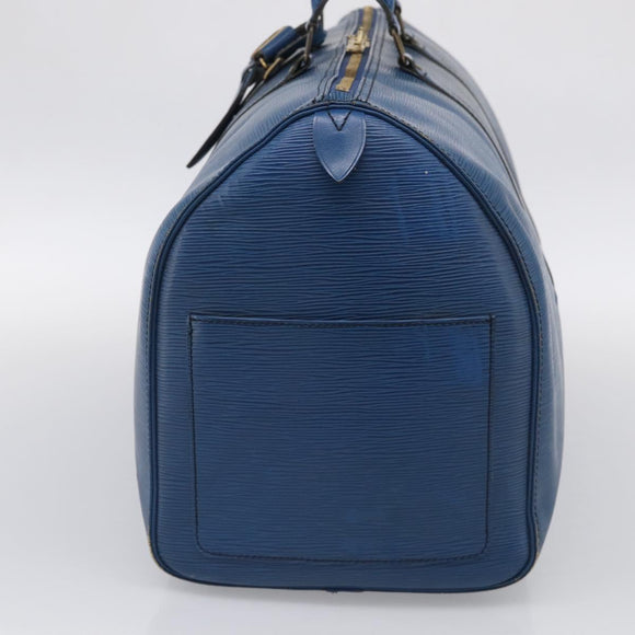 LOUIS VUITTON Epi Keepall 50 Boston Bag Blue M42965 LV Auth 204418