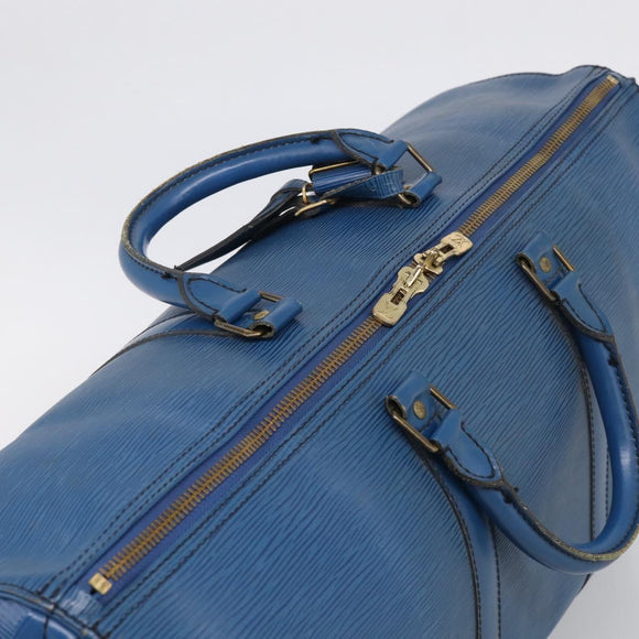 LOUIS VUITTON Epi Keepall 50 Boston Bag Blue M42965 LV Auth 204418
