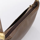 GUCCI Web Sherry Line Shoulder Bag Leather Dark Brown Gold Auth 204421-6