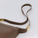 GUCCI Web Sherry Line Shoulder Bag Leather Dark Brown Gold Auth 204421-8