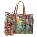 PRADA Tote Bag Vinyl Multicolor Silver Auth 204422A-1