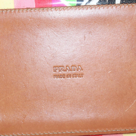 PRADA Tote Bag Vinyl Multicolor Silver Auth 204422A
