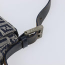 FENDI Zucchino Canvas Mamma Baguette Shoulder Bag Navy Silver Auth 204423-9