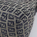 FENDI Zucchino Canvas Mamma Baguette Shoulder Bag Navy Silver Auth 204423-18