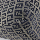 FENDI Zucchino Canvas Mamma Baguette Shoulder Bag Navy Silver Auth 204423-19