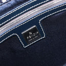FENDI Zucchino Canvas Mamma Baguette Shoulder Bag Navy Silver Auth 204423-24