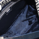 FENDI Zucchino Canvas Mamma Baguette Shoulder Bag Navy Silver Auth 204423-11
