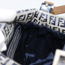 FENDI Zucchino Canvas Mamma Baguette Shoulder Bag Navy Silver Auth 204423-25