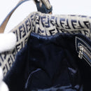 FENDI Zucchino Canvas Mamma Baguette Shoulder Bag Navy Silver Auth 204423-26
