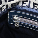 FENDI Zucchino Canvas Mamma Baguette Shoulder Bag Navy Silver Auth 204423-27