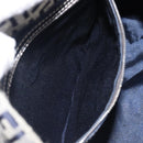 FENDI Zucchino Canvas Mamma Baguette Shoulder Bag Navy Silver Auth 204423-28