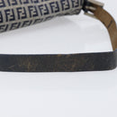 FENDI Zucchino Canvas Mamma Baguette Shoulder Bag Navy Silver Auth 204423-6