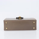 CELINE Hand Bag Leather Beige Gold Auth 204424-5