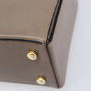 CELINE Hand Bag Leather Beige Gold Auth 204424-15