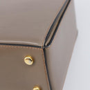 CELINE Hand Bag Leather Beige Gold Auth 204424-17