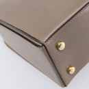 CELINE Hand Bag Leather Beige Gold Auth 204424-10
