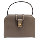 CELINE Hand Bag Leather Beige Gold Auth 204424-13