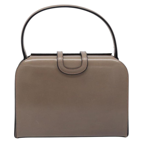 CELINE Hand Bag Leather Beige Gold Auth 204424