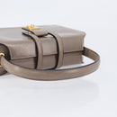 CELINE Hand Bag Leather Beige Gold Auth 204424-7