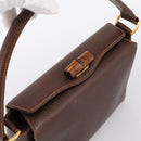 GUCCI Bamboo Hand Bag Leather Brown Gold 000 33 0175 Auth 204425-6