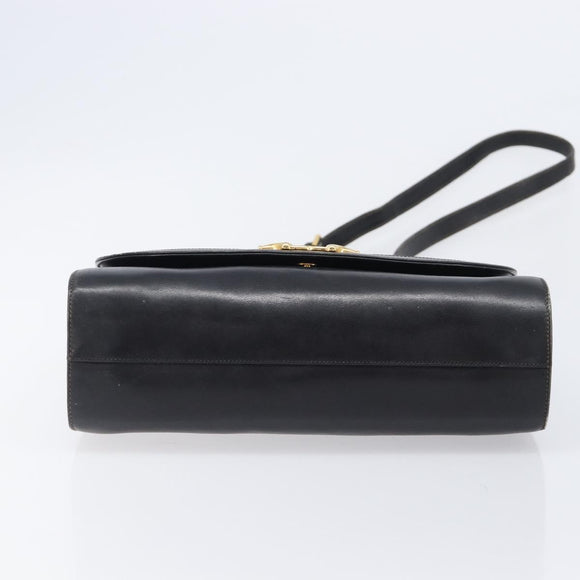 GUCCI Shoulder Bag Leather Black Gold 99 001 3414 Auth 204427