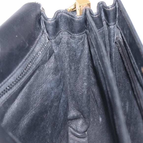 GUCCI Shoulder Bag Leather Black Gold 99 001 3414 Auth 204427