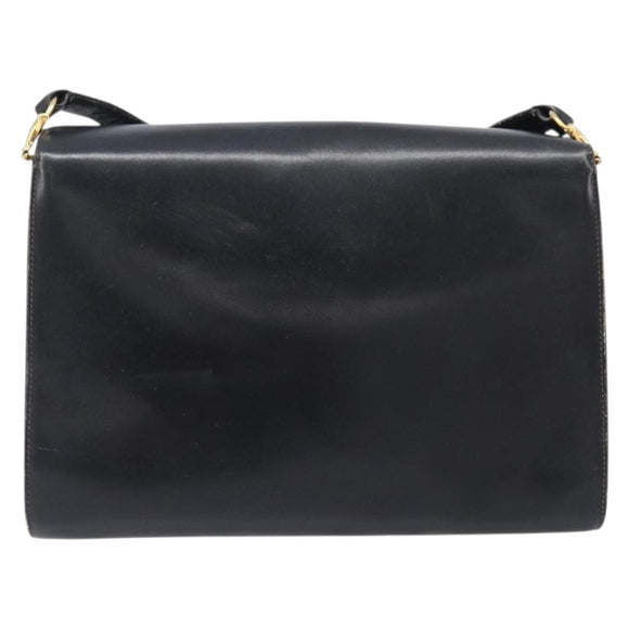 GUCCI Shoulder Bag Leather Black Gold 99 001 3414 Auth 204427