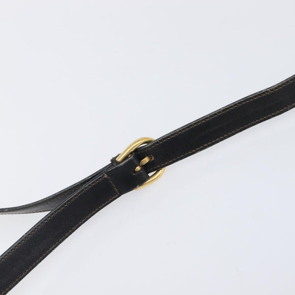 GUCCI Shoulder Bag Leather Black Gold 99 001 3414 Auth 204427