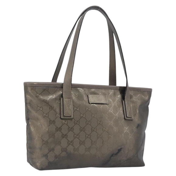 GUCCI GG Implementation Hand Bag PVC Gold Silver 211138 Auth 204428