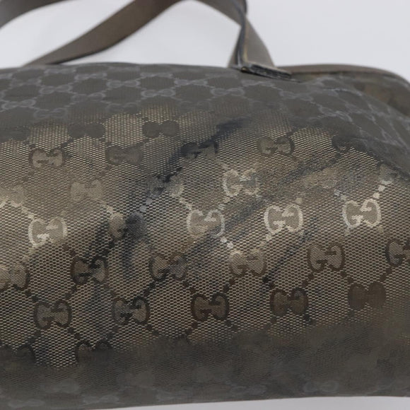 GUCCI GG Implementation Hand Bag PVC Gold Silver 211138 Auth 204428