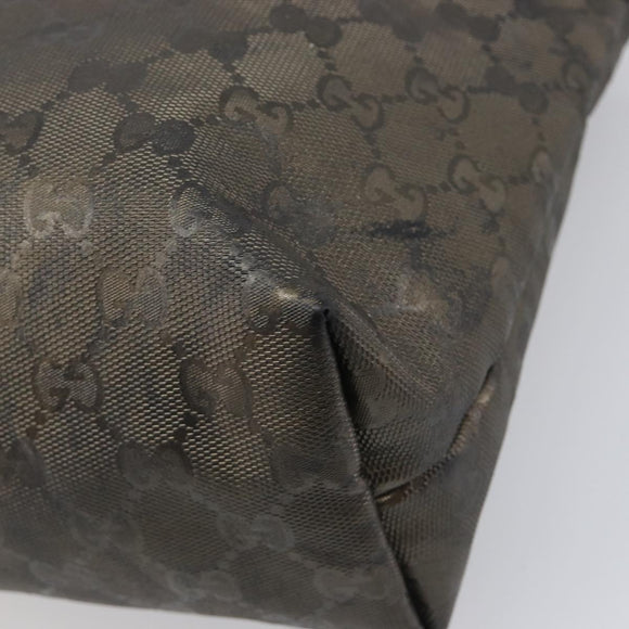 GUCCI GG Implementation Hand Bag PVC Gold Silver 211138 Auth 204428
