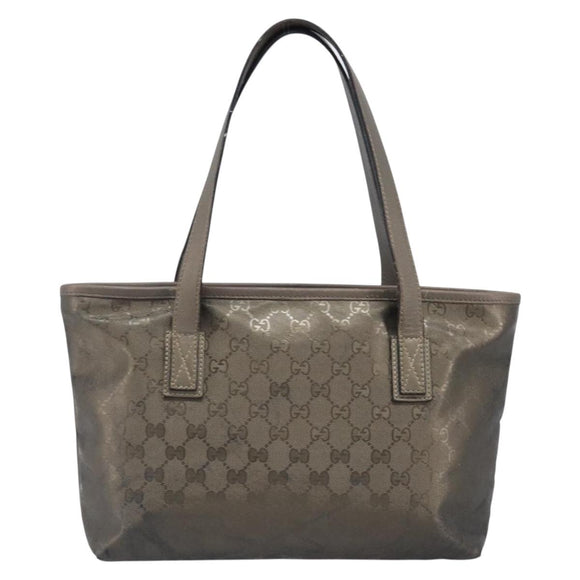 GUCCI GG Implementation Hand Bag PVC Gold Silver 211138 Auth 204428