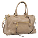Miu Miu Hand Bag Vitellolux 2way Beige Gold Auth 204430V-1