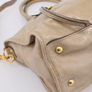 Miu Miu Hand Bag Vitellolux 2way Beige Gold Auth 204430V-16