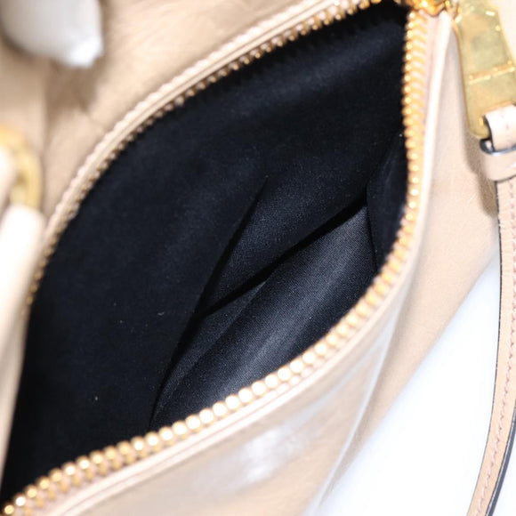 Miu Miu Hand Bag Vitellolux 2way Beige Gold Auth 204430V