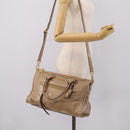 Miu Miu Hand Bag Vitellolux 2way Beige Gold Auth 204430V-28