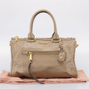 Miu Miu Hand Bag Vitellolux 2way Beige Gold Auth 204430V-12