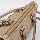 Miu Miu Hand Bag Vitellolux 2way Beige Gold Auth 204430V-6