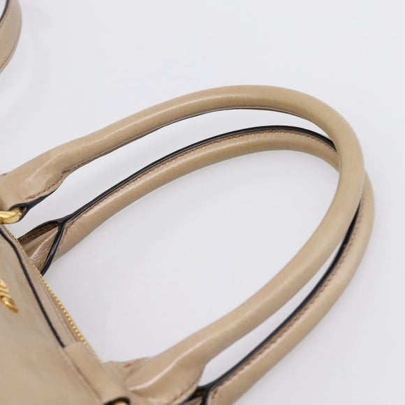 Miu Miu Hand Bag Vitellolux 2way Beige Gold Auth 204430V