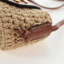 CELINE Mini Shoulder Pouch Raffia 2way Beige Gold Auth 204431M-9