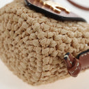 CELINE Mini Shoulder Pouch Raffia 2way Beige Gold Auth 204431M-16
