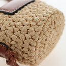 CELINE Mini Shoulder Pouch Raffia 2way Beige Gold Auth 204431M-17