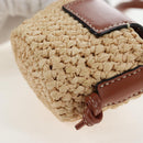 CELINE Mini Shoulder Pouch Raffia 2way Beige Gold Auth 204431M-18