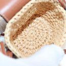 CELINE Mini Shoulder Pouch Raffia 2way Beige Gold Auth 204431M-10