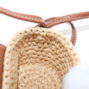 CELINE Mini Shoulder Pouch Raffia 2way Beige Gold Auth 204431M-21
