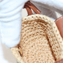 CELINE Mini Shoulder Pouch Raffia 2way Beige Gold Auth 204431M-22
