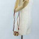 CELINE Mini Shoulder Pouch Raffia 2way Beige Gold Auth 204431M-24