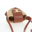CELINE Mini Shoulder Pouch Raffia 2way Beige Gold Auth 204431M-6
