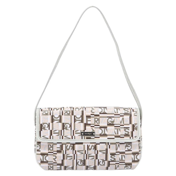 Salvatore Ferragamo Shoulder Bag PVC Canvas Multicolor Silver Auth 204433
