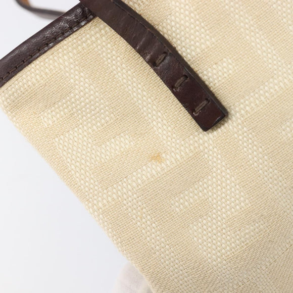 FENDI Zucca Canvas Hand Bag Ivory Gold Auth 204436